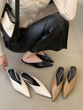 LBSFY  -  Pointed Toe Women Slides Slippers 2024 New Arrivals Fashion Outside Dress Shoes Thin Low Heels Beige Brown Black Party Pumps 39